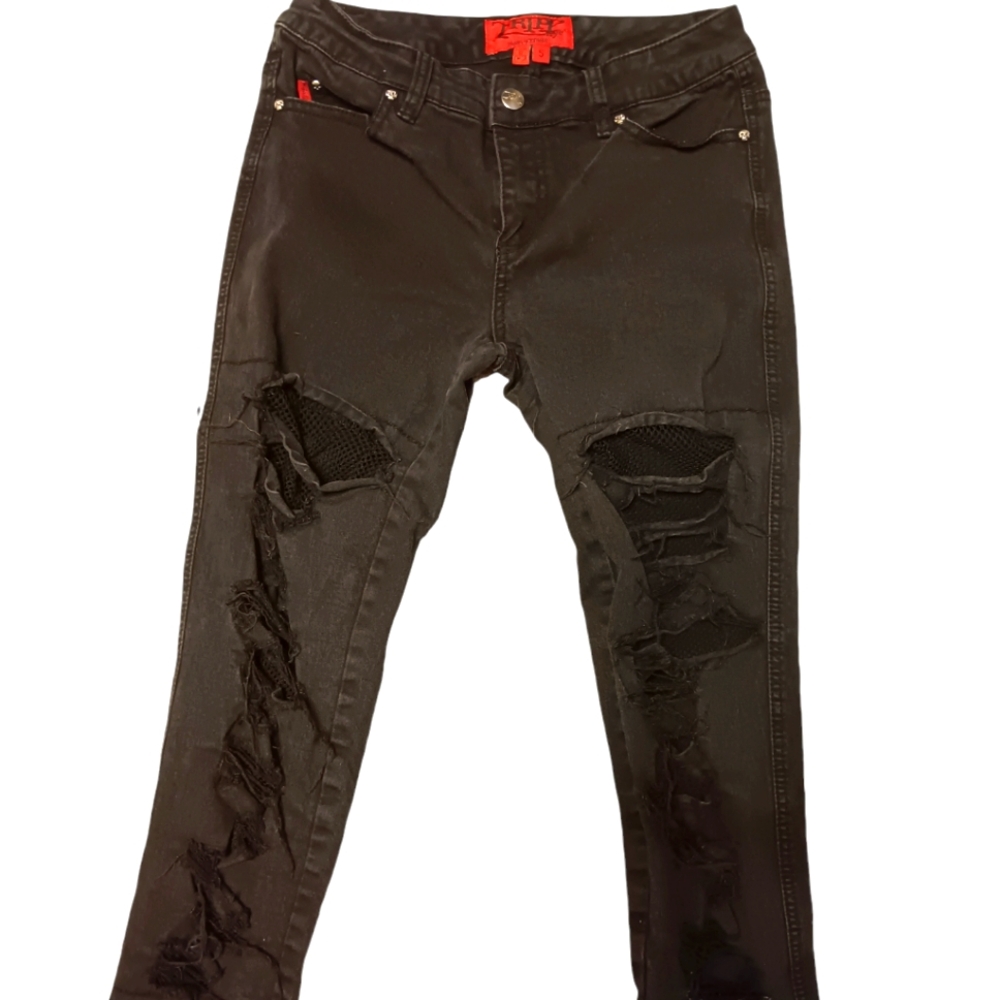 Tripp NYC Black Junior Riped Distressed Jeans. Size 5